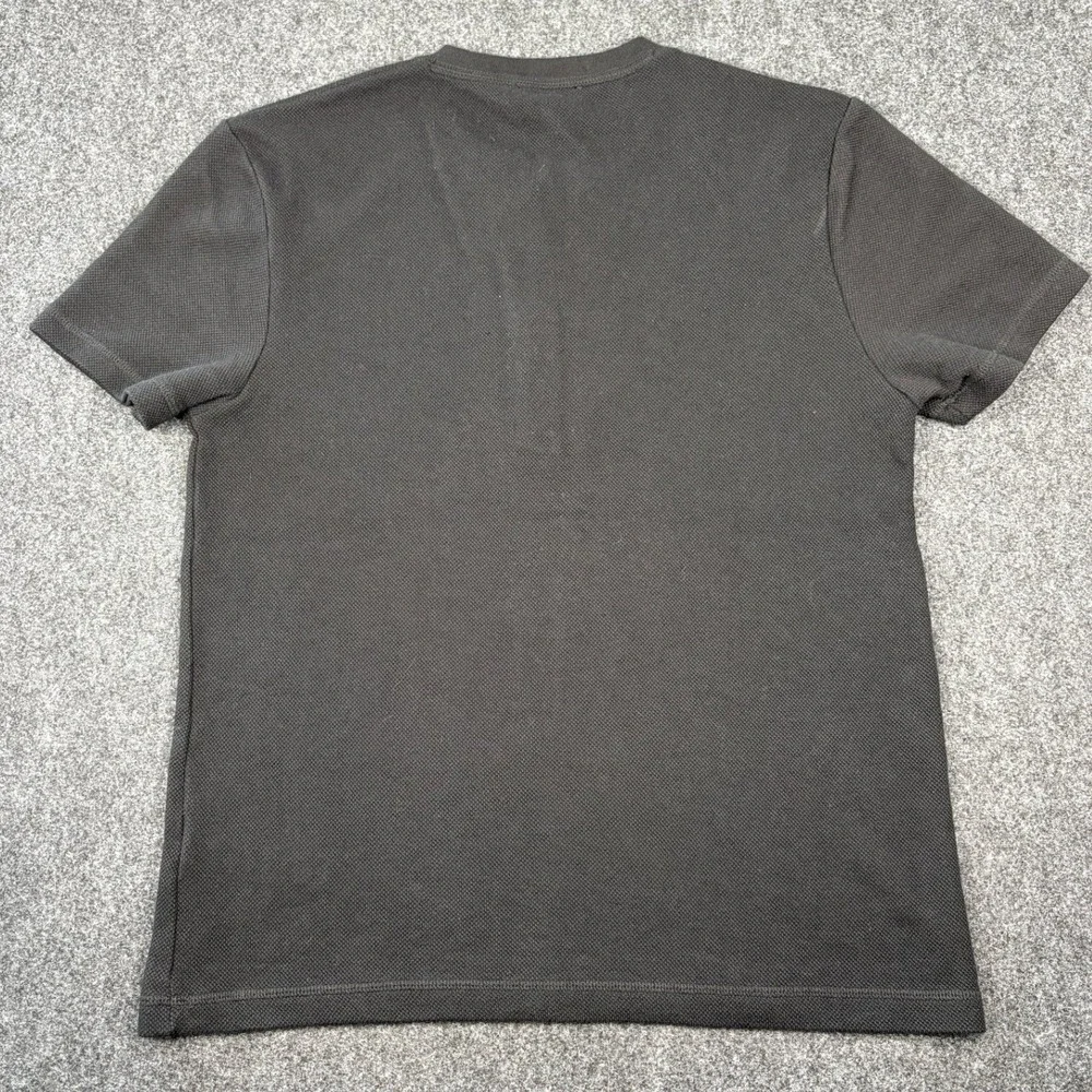 True Religion Mens Black Short Sleeve Henley Shirt Horseshoe Logo Size L